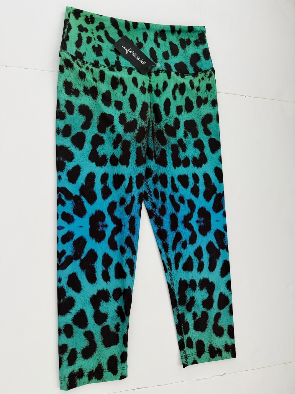 Pink Sun Activewear Leggings Women's S/M Teal Green Animal Print High Rise NWT